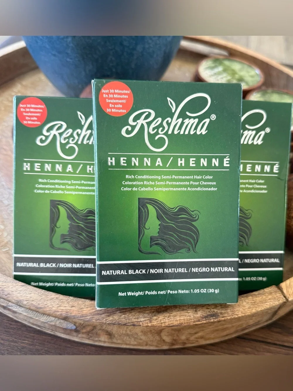 3 Reshma Femme Henna Semi-Permanent Hair Color Natural Black 1.05 oz Lot New